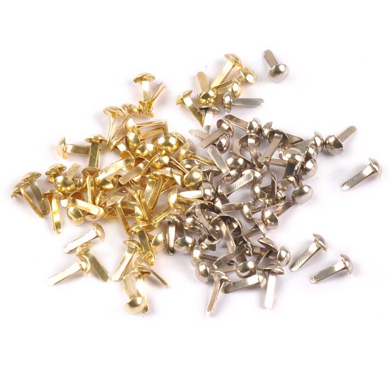 Embellishments For Scrapbooking - 100 peças misturadas prata/dourado redondo brad