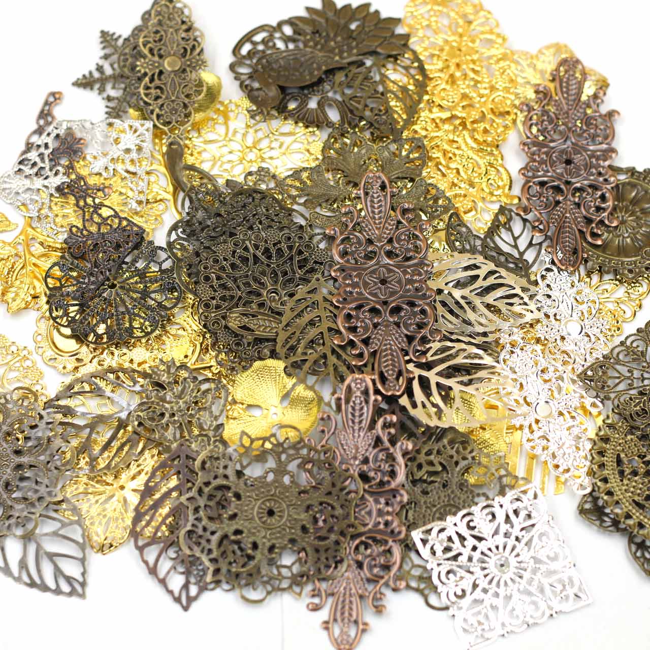 Craft Embellishment - Enfeites conectores aleatórios misturados triângulo flor