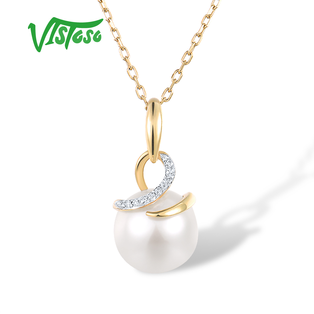 Pearl Trim Chain - VISTOSO-Genuine 9K 375 Colar de Ouro