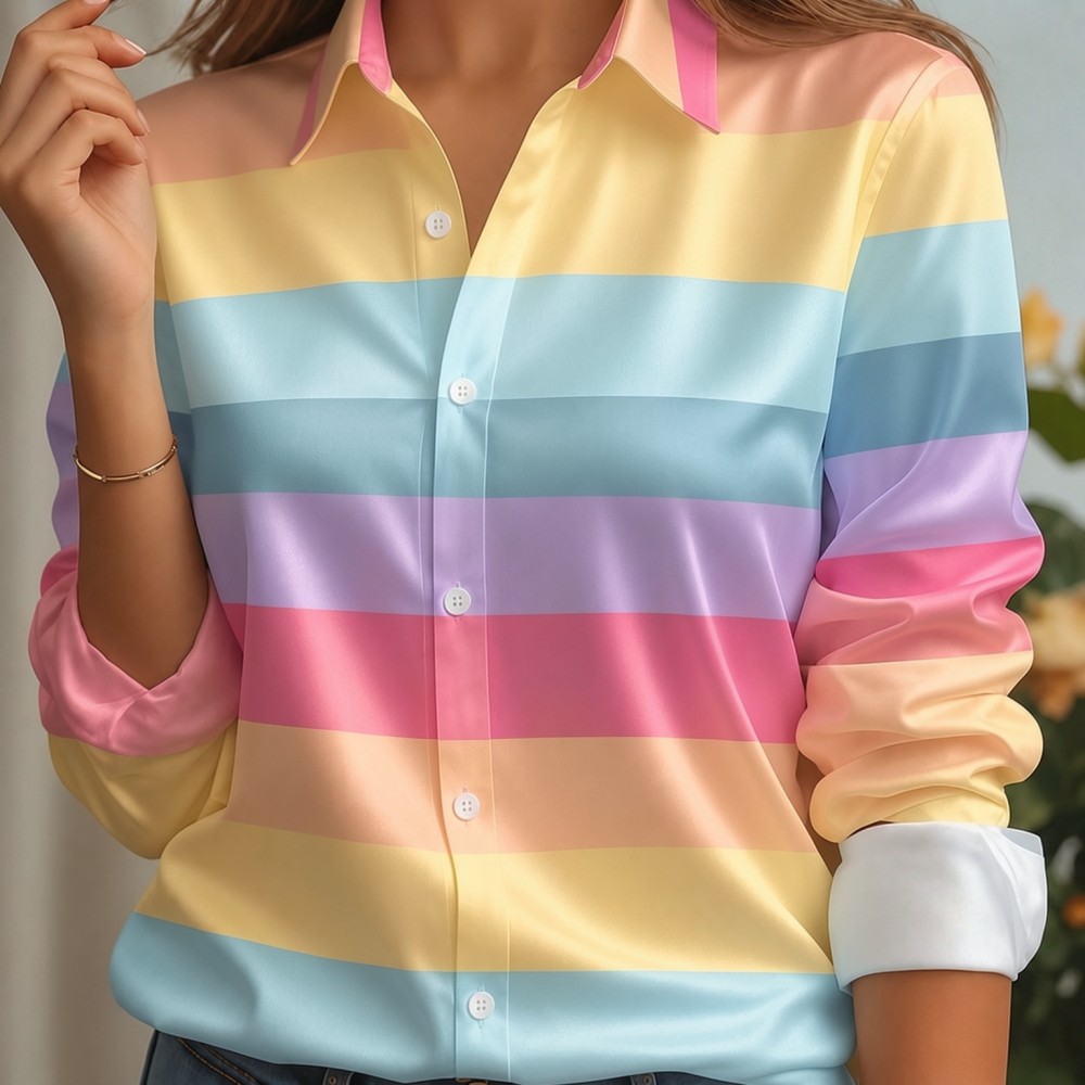 Embellish Knit - Camisa Feminina de Cetim com Gola