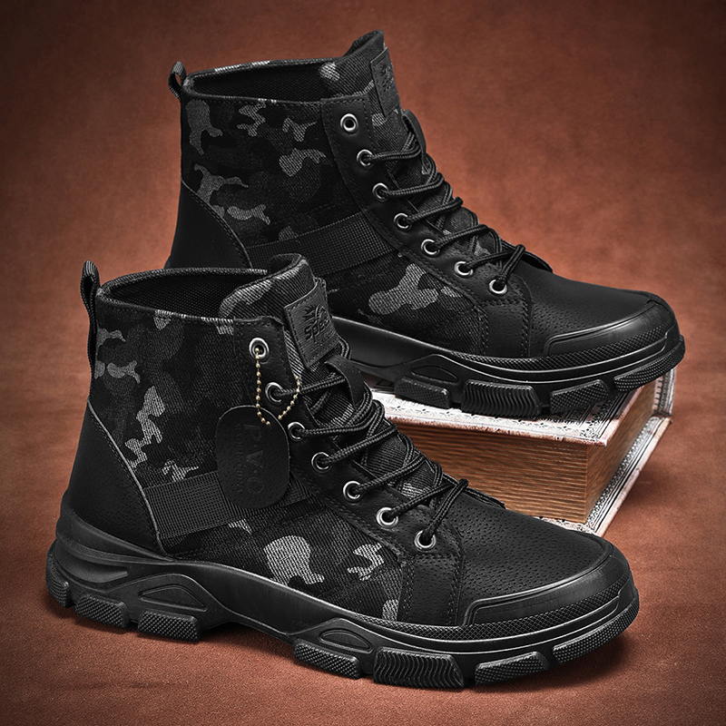 Guipure Lace Panel - Botas de Combate Camufladas Masculinas de
