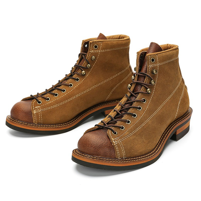 Guipure Lace Panel - Botas de Motocicleta Masculinas Vintage em