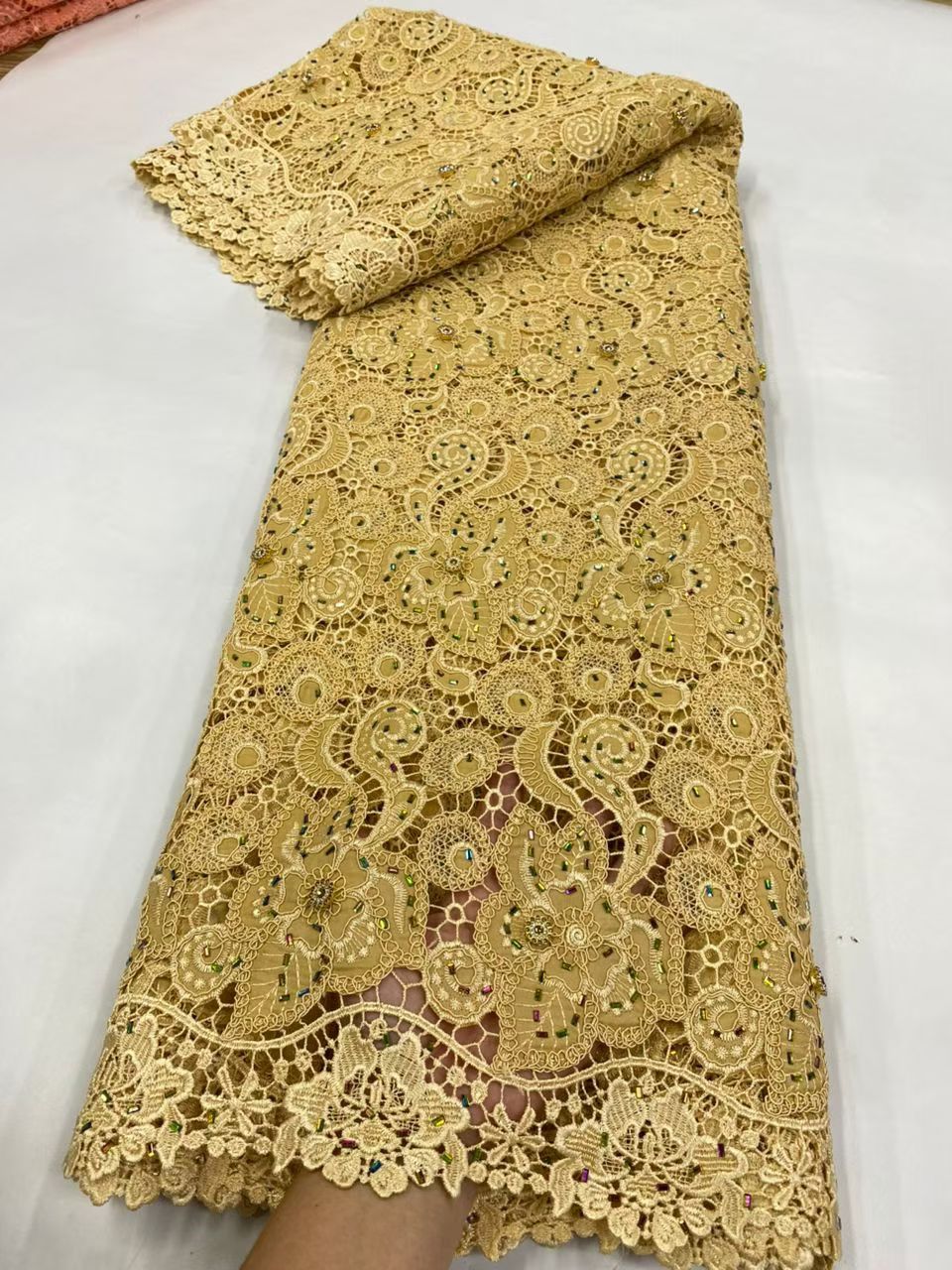 Mais recente cabo guipure teci - Crystal Mesh Fabric avaliação e preço